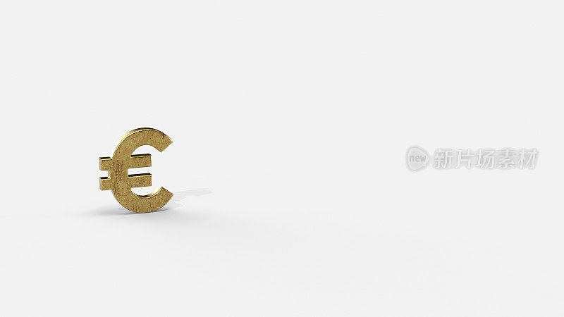Gold 3d euro render minimalistic simple symbol design isolated on white background. Forex Trading concept. Currency 3DÂ rendering Illustration. Copy space